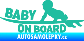Samolepka Baby on board 010 levá surfing tyrkysová