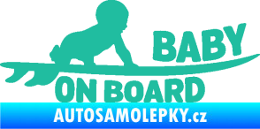 Samolepka Baby on board 010 pravá surfing tyrkysová