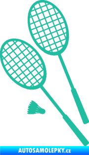 Samolepka Badminton rakety levá tyrkysová