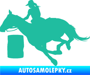 Samolepka Barrel racing 001 levá cowgirl rodeo tyrkysová