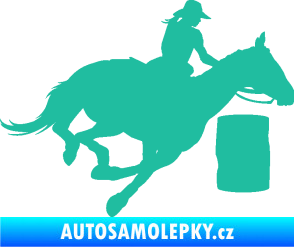 Samolepka Barrel racing 001 pravá cowgirl rodeo tyrkysová