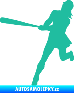 Samolepka Baseball 020 levá hráčka tyrkysová