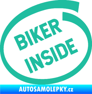 Samolepka Biker inside 005 nápis tyrkysová