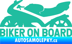 Samolepka Biker on board levá motorka tyrkysová