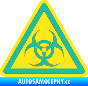 Samolepka Biohazard barevný trojúhelník tyrkysová