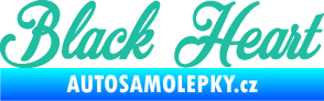 Samolepka Black Heart nápis tyrkysová