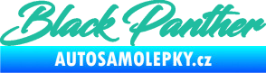 Samolepka Black panther nápis tyrkysová