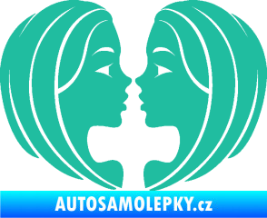Samolepka Blíženci 002  tyrkysová