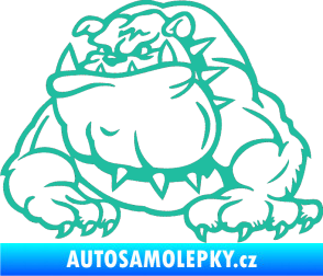 Samolepka Buldog 001 levá pes tyrkysová
