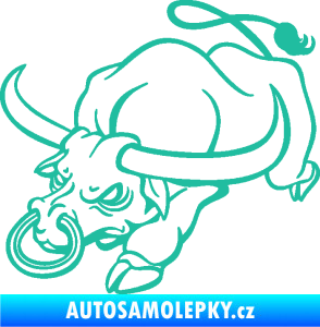Samolepka Býk 014 levá rozzuřený tyrkysová