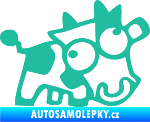 Samolepka Crazy cow pravá tyrkysová