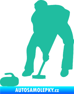 Samolepka Curling 001 levá tyrkysová