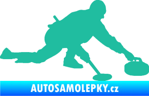 Samolepka Curling 003 pravá tyrkysová