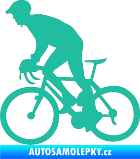 Samolepka Cyklista 003 levá tyrkysová