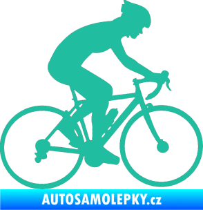 Samolepka Cyklista 005 pravá tyrkysová