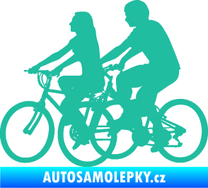 Samolepka Cyklisté 001 levá pár tyrkysová