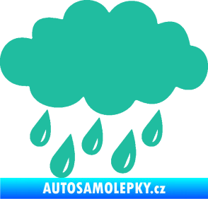 Samolepka Déšť 001 levá mrak a kapky tyrkysová