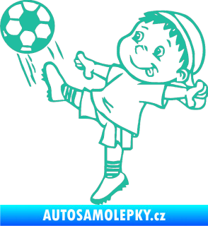 Samolepka Dítě v autě 022 levá fotbalista tyrkysová