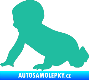 Samolepka Dítě v autě 025 levá miminko silueta tyrkysová