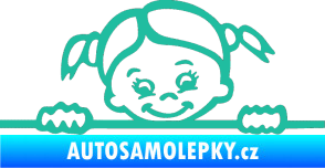 Samolepka Dítě v autě 030 pravá malá slečna hlavička tyrkysová