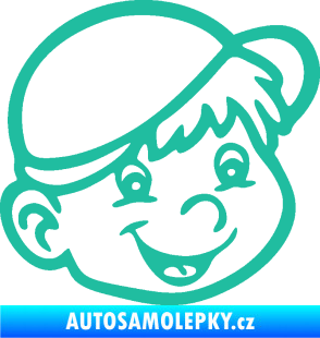 Samolepka Dítě v autě 038 pravá kluk hlavička tyrkysová