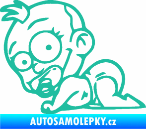 Samolepka Dítě v autě 067 levá lezoucí miminko tyrkysová