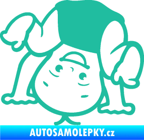 Samolepka Dítě v autě 101 levá vzhůru nohama tyrkysová