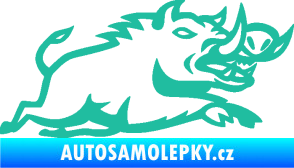 Samolepka Divoké prase 004 pravá tyrkysová