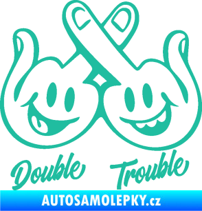 Samolepka Double trouble smajlíci f*ck tyrkysová