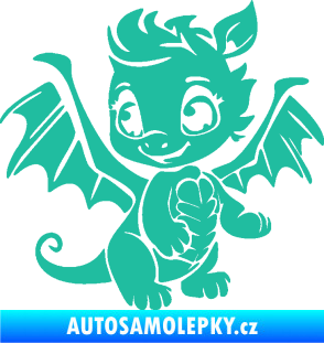 Samolepka Dragon 054 levá roztomilý dráček tyrkysová