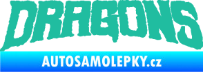 Samolepka Dragons nápis Draci tyrkysová