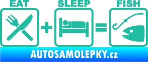 Samolepka Eat sleep fish tyrkysová