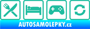Samolepka Eat sleep game repeat hrát počítačové hry tyrkysová