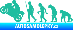 Samolepka Evoluce 004 levá motorkář tyrkysová