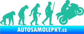 Samolepka Evoluce 004 pravá motorkář tyrkysová