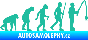 Samolepka Evoluce 005 rybář pravá tyrkysová