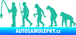 Samolepka Evoluce 005 rybář levá tyrkysová