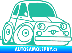 Samolepka Fiat 500 karikatura pravá tyrkysová