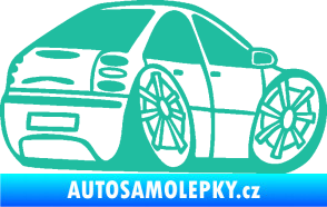 Samolepka Fiat Bravo karikatura pravá tyrkysová