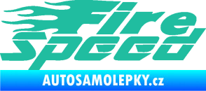 Samolepka Fire speed nápis s plameny tyrkysová