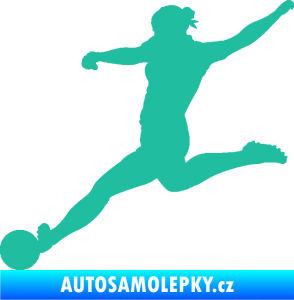 Samolepka Fotbalistka 002 levá tyrkysová