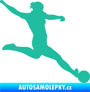 Samolepka Fotbalistka 002 pravá tyrkysová