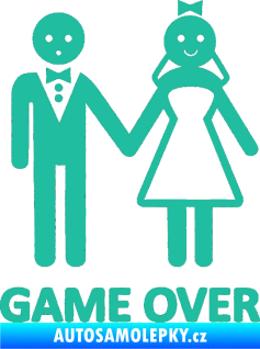 Samolepka Game over varianta svatba tyrkysová
