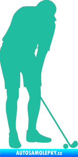 Samolepka Golfista 007 pravá tyrkysová