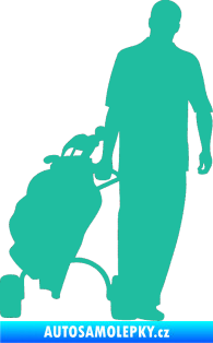 Samolepka Golfista 009 pravá tyrkysová