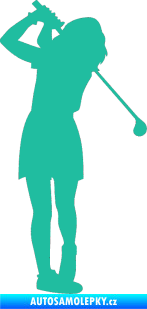 Samolepka Golfistka 014 pravá tyrkysová