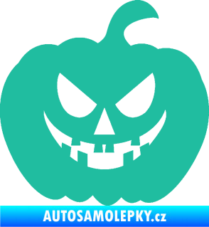 Samolepka Halloween 015 pravá dýně tyrkysová