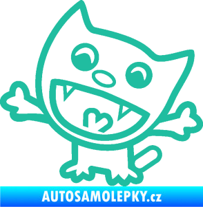 Samolepka Happy cat 001 levá tyrkysová