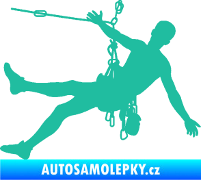 Samolepka Horolezec 002 pravá tyrkysová