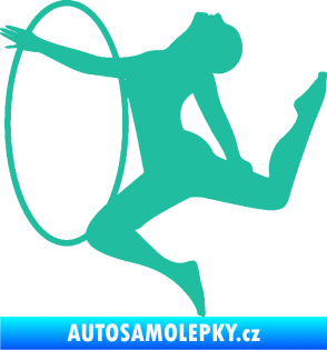 Samolepka Hula Hop 002 levá gymnastka s obručí tyrkysová
